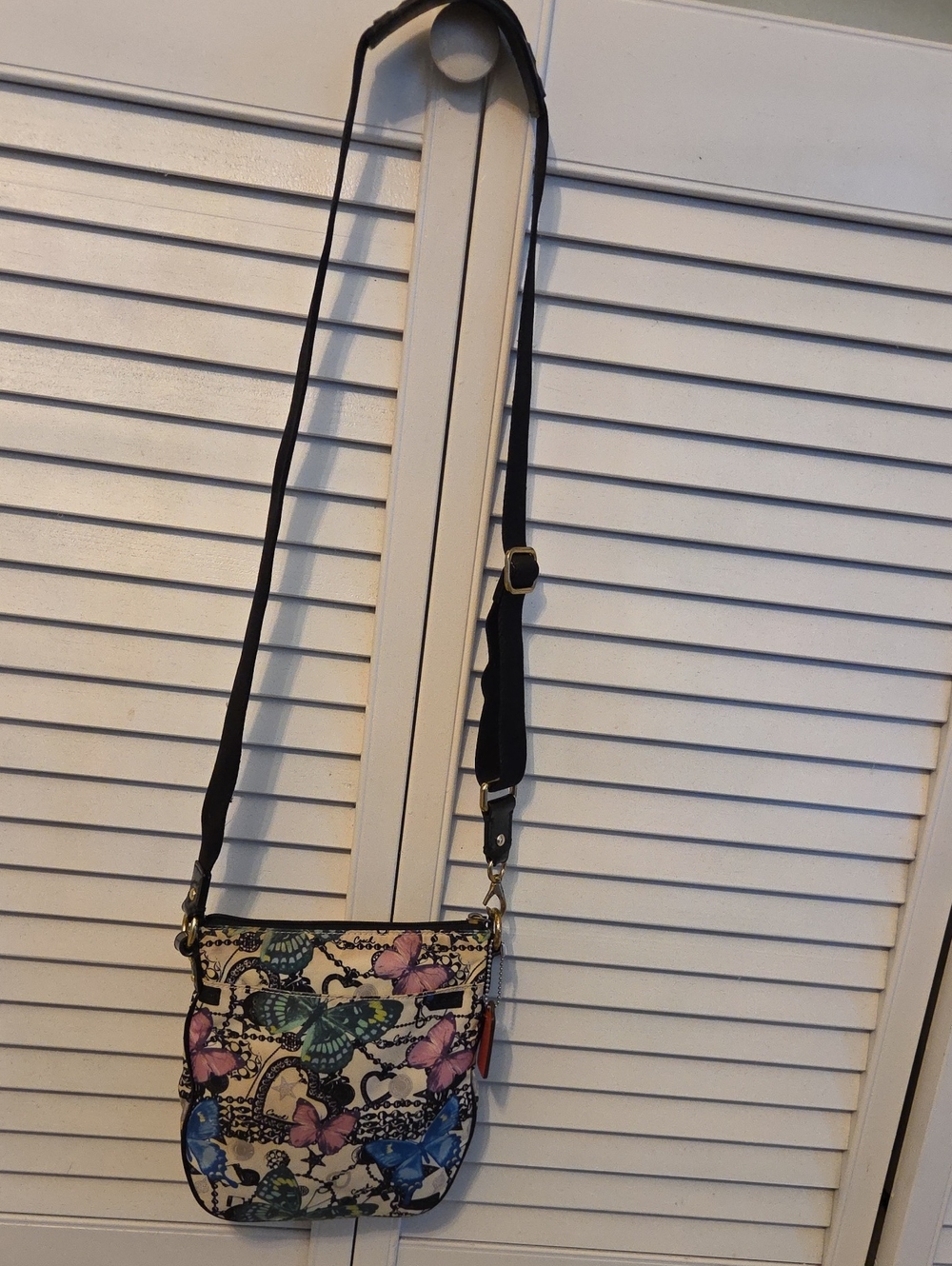 Coach Butterfly Print Crossbody Bag - Black Strap, Multicolor Print